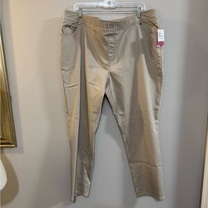 NWT Kim Rogers Tan Pull On Chinos with Straight Leg Tummy Control. Size 20WS